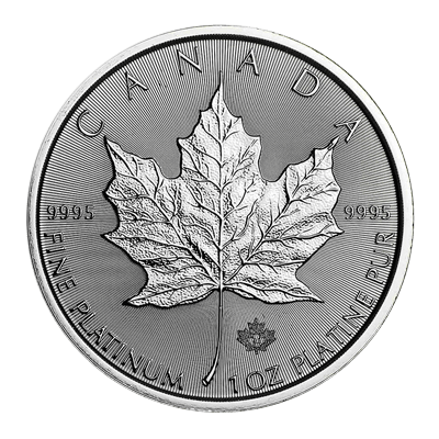 A picture of a 1 oz Platinum Maple Leaf Coin (2022)